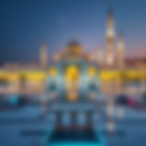 A Serene Mosque Illuminated for Ramadan Scenic view of a mosque during Ramadan