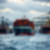 A cargo ship navigating busy waterways