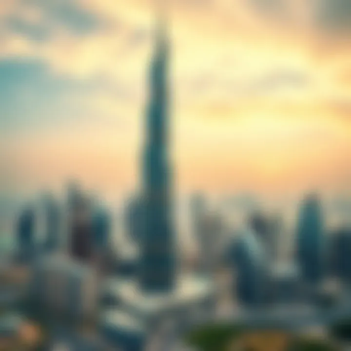 Dubai's Evolving Skyline with Shatha Tower Aerial view of Dubai's evolving skyline with Shatha Tower as a focal point.