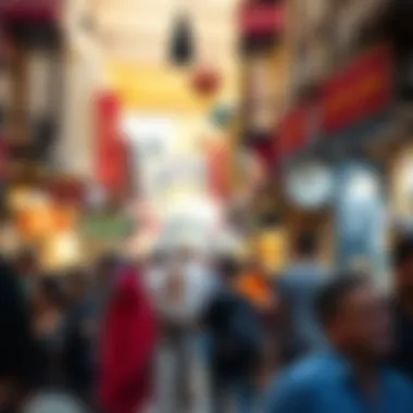 Vibrant Social Scene at Souk Al Mina A bustling scene depicting the social interactions and vibrant atmosphere within Souk Al Mina.