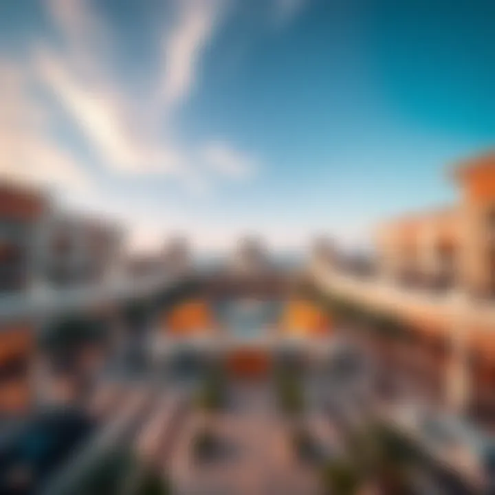 Panoramic view of Sunset Mall's striking architecture