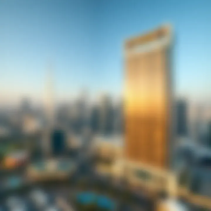 Panoramic view of Dubai skyline with Tami 2 building in focus.