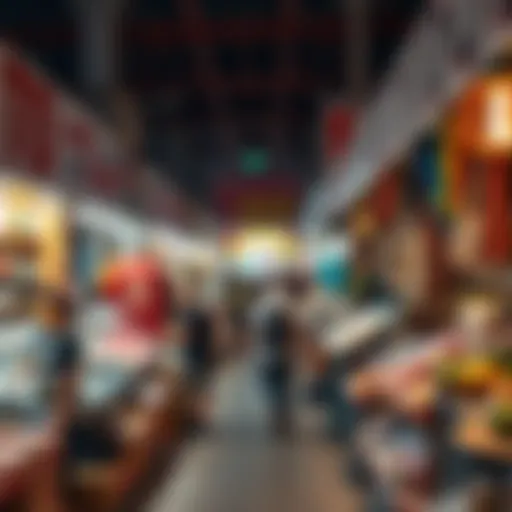 A bustling marketplace in Dubai showcasing discount offerings