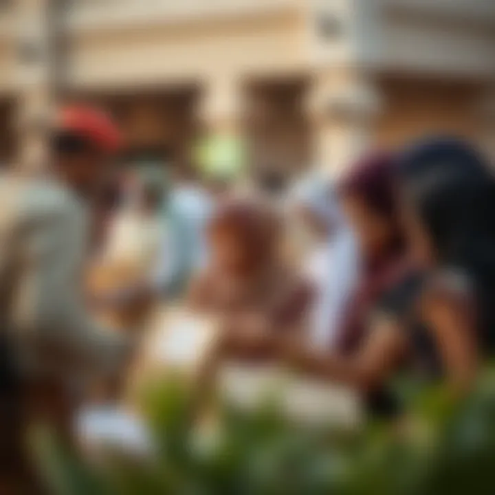Families participating in community service activities during Eid