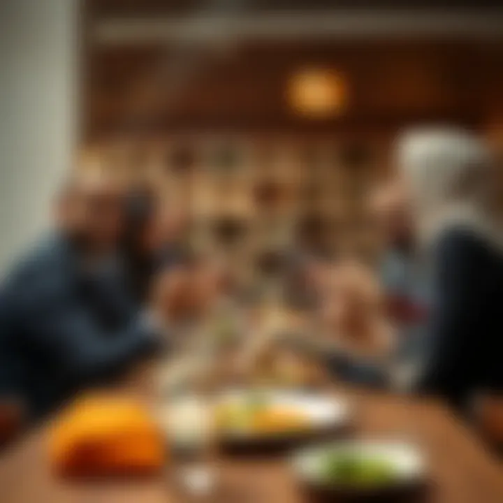 Iftar Gathering Among Friends A group of friends enjoying Iftar together in a festive atmosphere