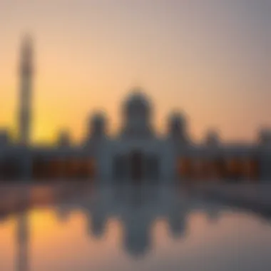 Sheikh Zayed Grand Mosque at Sunrise Sunrise casting shadows over the iconic Sheikh Zayed Grand Mosque