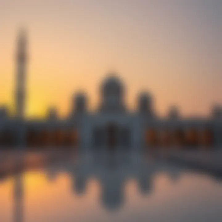 Sheikh Zayed Grand Mosque at Sunrise Sunrise casting shadows over the iconic Sheikh Zayed Grand Mosque