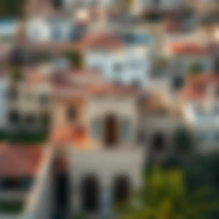 An aerial view of a historical district in Dubai featuring traditional and modern architecture