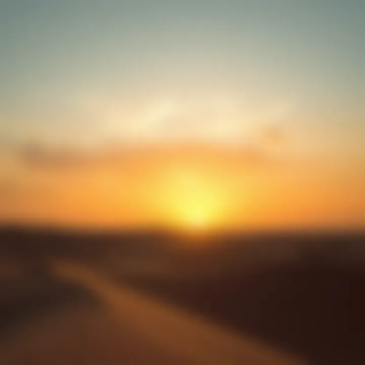 Peaceful view of desert landscape at dawn in Dubai