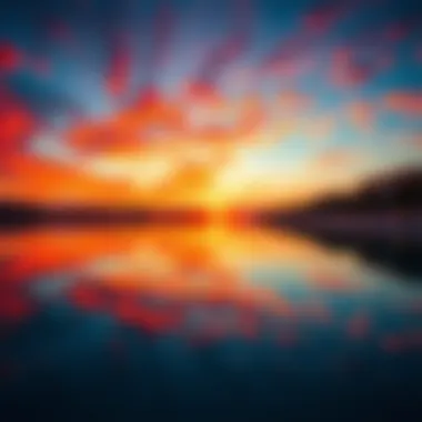 Colorful sky during Dubai sunset reflecting on water