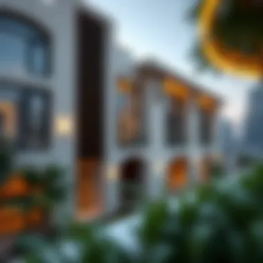 A close-up of a skyline property highlighting unique design elements.