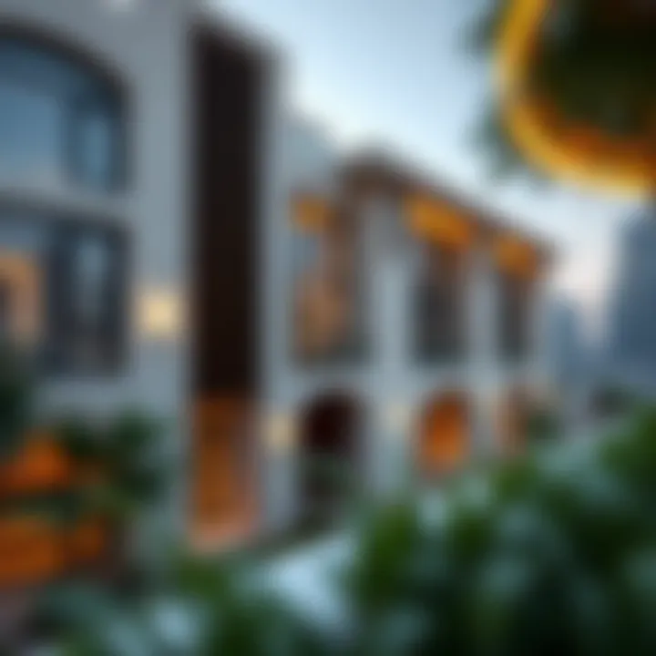 A close-up of a skyline property highlighting unique design elements.