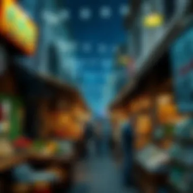 A bustling marketplace illustrating the blend of tradition and modernity