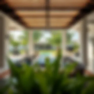 Spacious outdoor area of a Dubai farmhouse with lush greenery