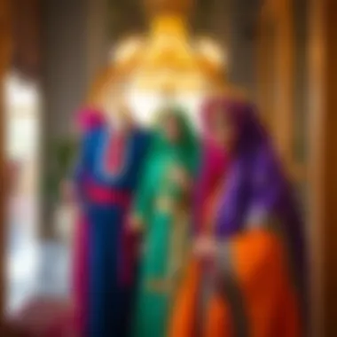 Vibrant colors of UAE traditional outfits displayed elegantly