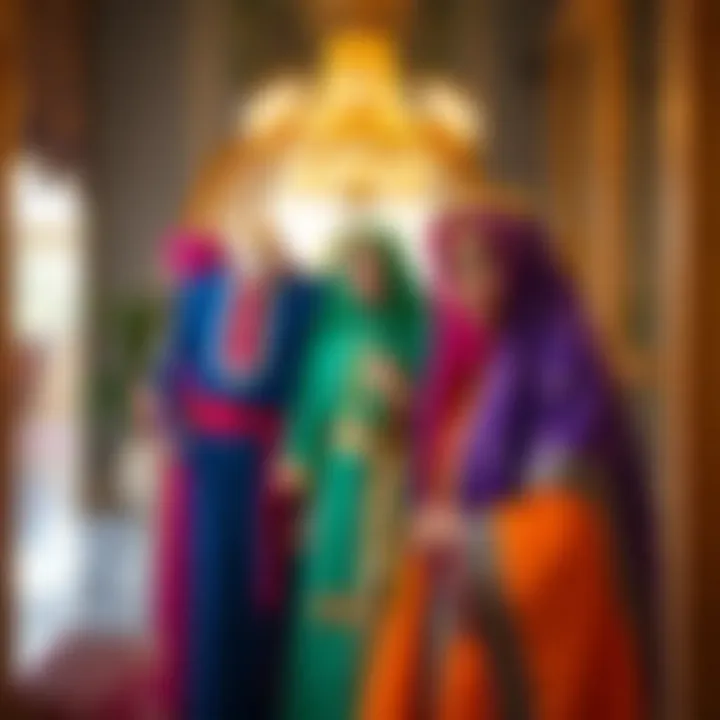 Vibrant colors of UAE traditional outfits displayed elegantly