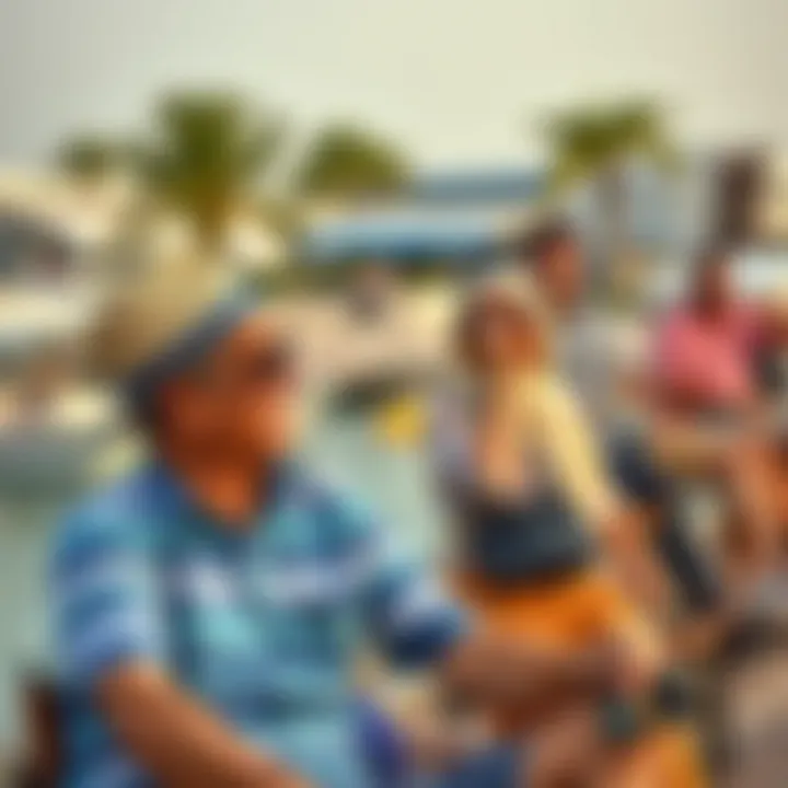 Tourists enjoying leisure activities at a scenic location