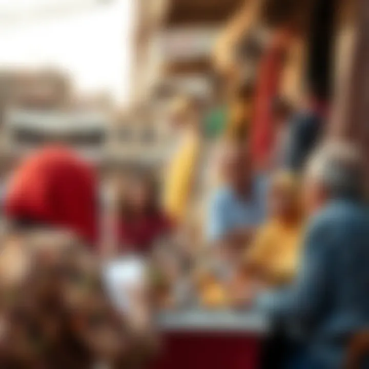 Vibrant community gathering in a Barasti setting