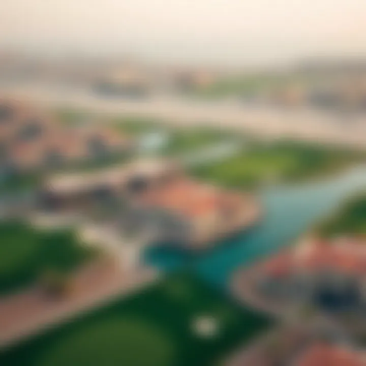 Luxury Living Along Dubai's Fairways Aerial view of luxury properties along fairways in Dubai