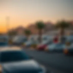 A scenic view of a parking area in Dubai during free parking hours