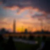 A vibrant sunset marking the end of the fasting day during Ramadan
