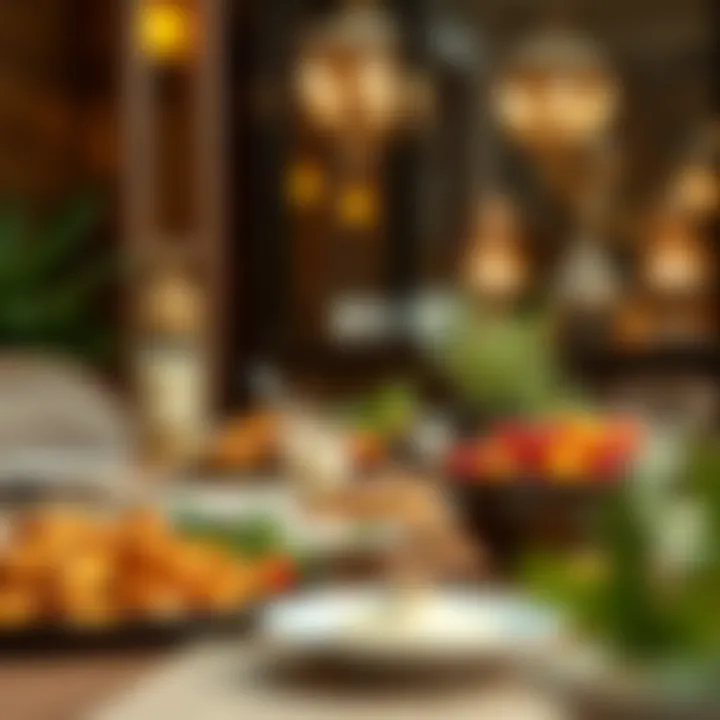 A beautifully arranged iftar table featuring local delicacies