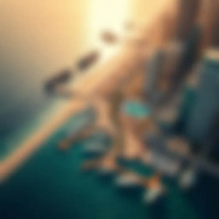 Aerial shot of Dubai's coastline highlighting potential marina spaces
