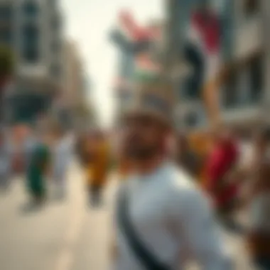 A colorful parade showcasing cultural heritage and national pride during National Day.