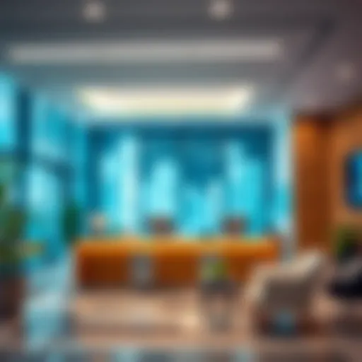 Modern Banking Environment A modern bank office interior reflecting financial services