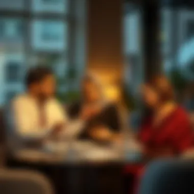 Expatriates discussing residency issues in a modern setting