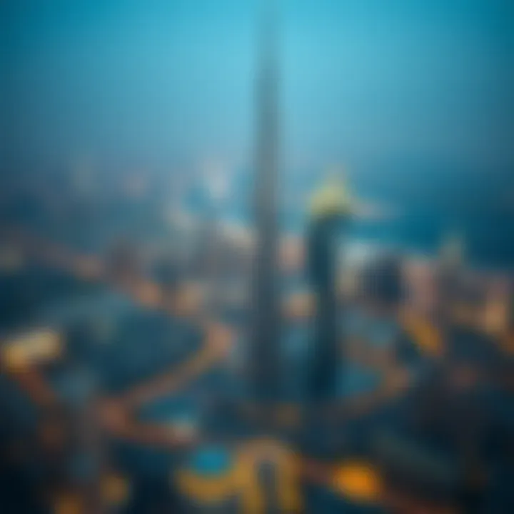 View from the top floor of Burj Khalifa overlooking Dubai skyline