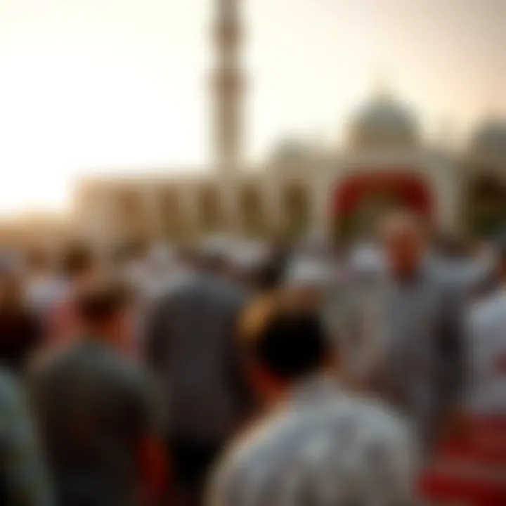 A group gathering for prayer in a communal setting, showcasing community cohesion
