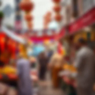 A vibrant market scene reflecting the festive spirit of Ramadan in Dubai