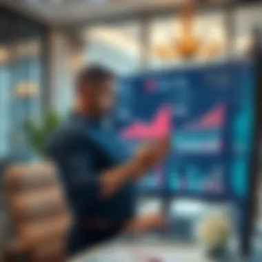 A financial analyst reviewing real estate market trends on a digital screen