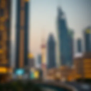 Dubai Financial Markets Dubai skyline with financial markets in view