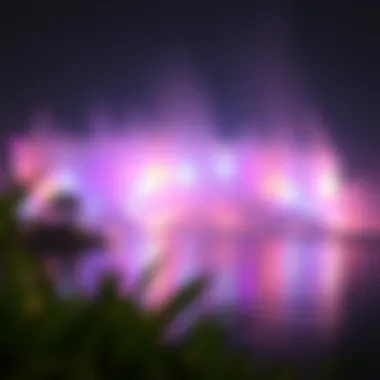 The illuminated Dubai Waterfall showcasing vibrant colors