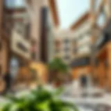 Vibrant shopping district in Dubai showcasing luxury brands