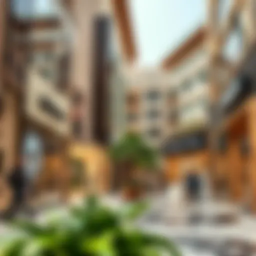 Vibrant shopping district in Dubai showcasing luxury brands