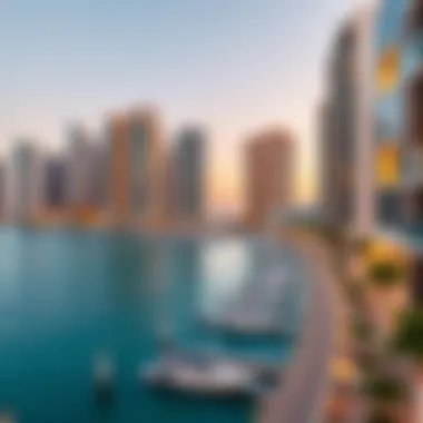 Modern real estate developments in Dubai Marina highlighting current trends