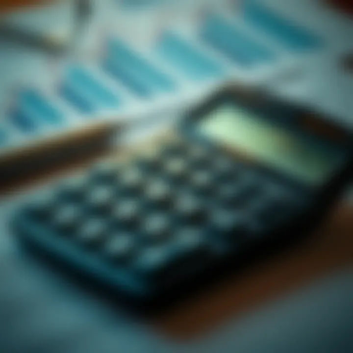 A close-up view of a mortgage calculator with financial graphs