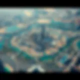 Aerial Perspective of Dubai's Urban Layout Aerial view of Dubai showcasing major districts