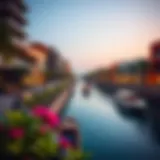 A scenic view of the Dubai Water Canal showcasing its vibrant surroundings.