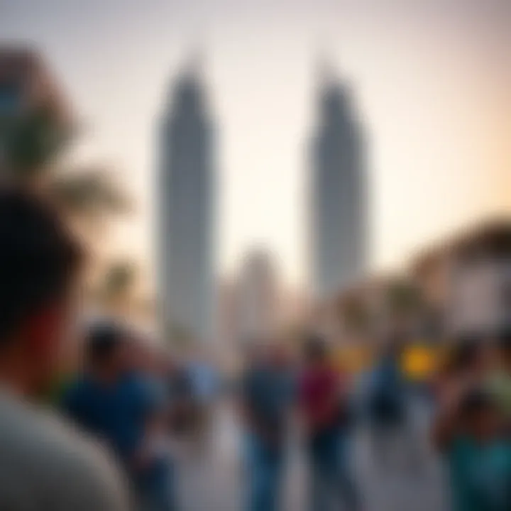 Vibrant community atmosphere around West Avenue Tower in Dubai Marina