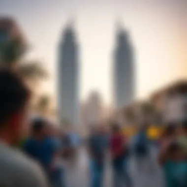 Vibrant Community Surrounding West Avenue Tower Vibrant community atmosphere around West Avenue Tower in Dubai Marina